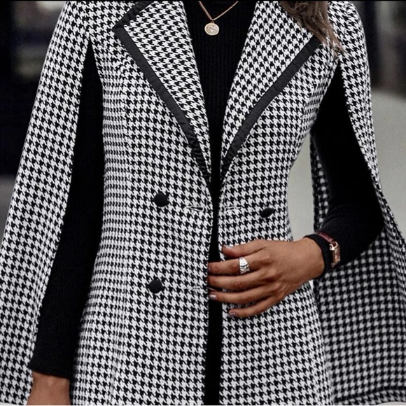 NWT, Lavishly Paris Women’s Designer Houndstooth Cloak Style Blazer. - Picture 12 of 16